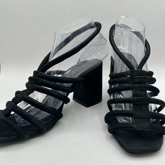 Free People Colette Cinched Strappy black leather Chunky BoHo Heel Sandals 38.5 - Picture 11 of 13